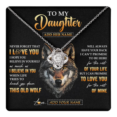 Love Knot Necklace 14K White Gold Finish | 1 | Personalized To My Daughter Gifts From Dad Father Mom Mother Necklace Old Wolf Love You Daughter Birthday Gifts Graduation Christmas Gift Box Message Card | teecentury