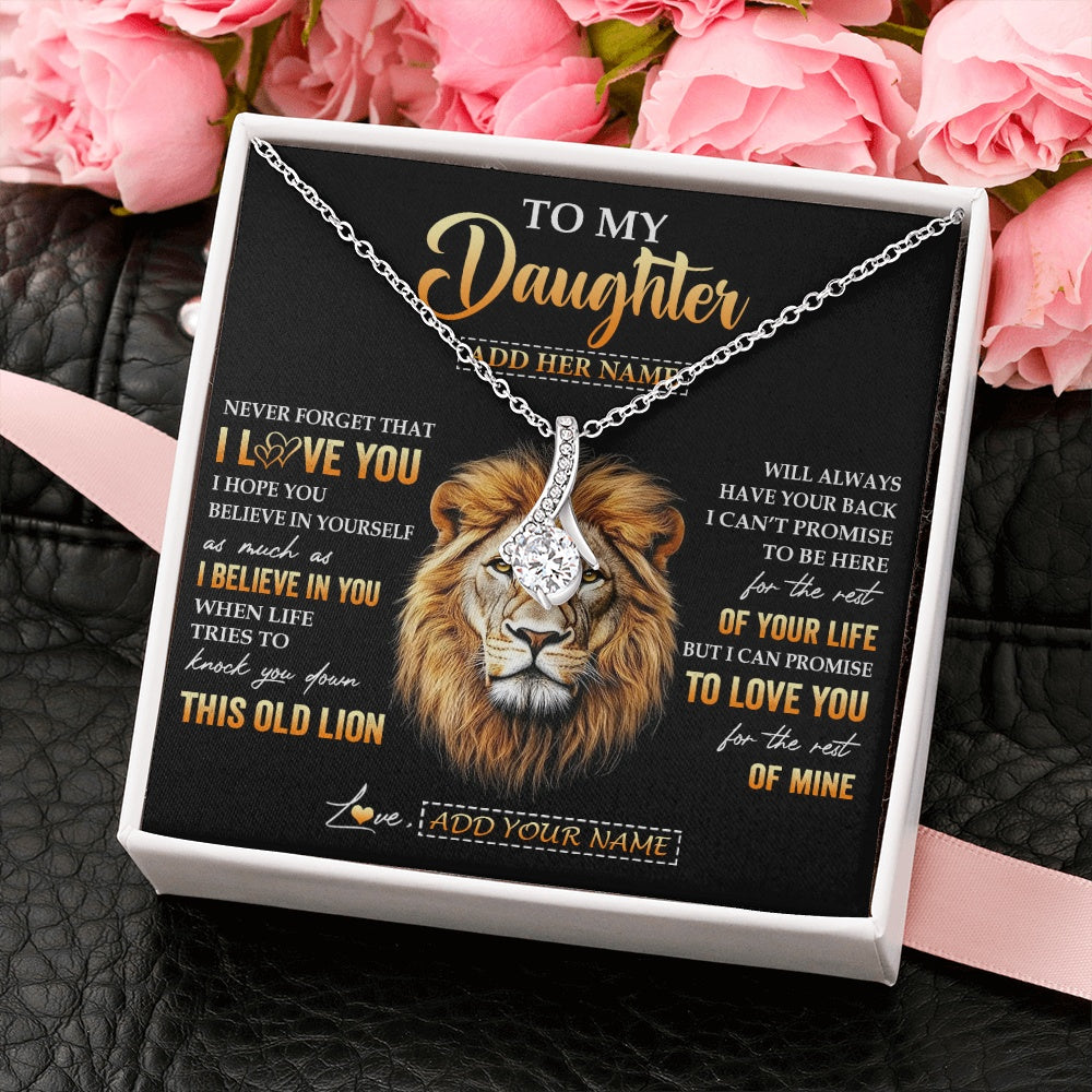 Alluring Beauty Necklace 14K White Gold Finish | 2 | Personalized To My Daughter Gifts From Dad Father Necklace Old Lion Love You Daughter Birthday Gifts Graduation Christmas Customized Gift Box Message Card | teecentury.myshopify