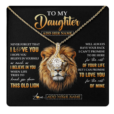 Alluring Beauty Necklace 18K Yellow Gold Finish | 1 | Personalized To My Daughter Gifts From Dad Father Necklace Old Lion Love You Daughter Birthday Gifts Graduation Christmas Customized Gift Box Message Card | teecentury.myshopify