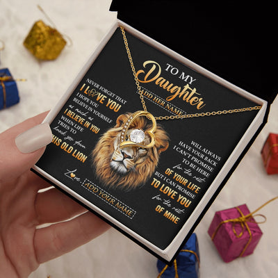 Forever Love Necklace 18K Yellow Gold Finish | 2 | Personalized To My Daughter Gifts From Dad Father Necklace Old Lion Love You Daughter Birthday Gifts Graduation Christmas Customized Gift Box Message Card | teecentury.myshopify