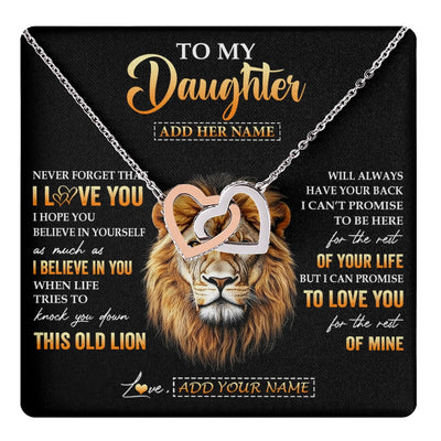 Interlocking Hearts Necklace Stainless Steel & Rose Gold Finish | 1 | Personalized To My Daughter Gifts From Dad Father Necklace Old Lion Love You Daughter Birthday Gifts Graduation Christmas Customized Gift Box Message Card | teecentury.myshopify