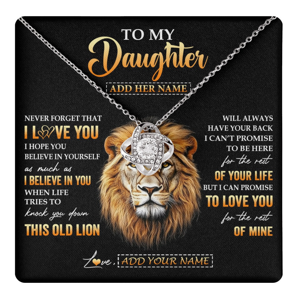 Love Knot Necklace 14K White Gold Finish | 1 | Personalized To My Daughter Gifts From Dad Father Necklace Old Lion Love You Daughter Birthday Gifts Graduation Christmas Customized Gift Box Message Card | teecentury.myshopify