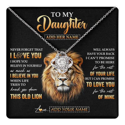 Love Knot Necklace 14K White Gold Finish | 1 | Personalized To My Daughter Gifts From Dad Father Necklace Old Lion Love You Daughter Birthday Gifts Graduation Christmas Customized Gift Box Message Card | teecentury.myshopify