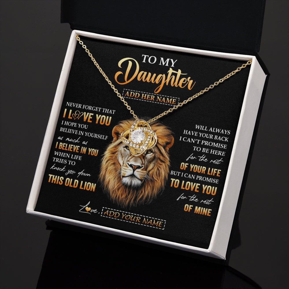 Love Knot Necklace 18K Yellow Gold Finish | 2 | Personalized To My Daughter Gifts From Dad Father Necklace Old Lion Love You Daughter Birthday Gifts Graduation Christmas Customized Gift Box Message Card | teecentury.myshopify