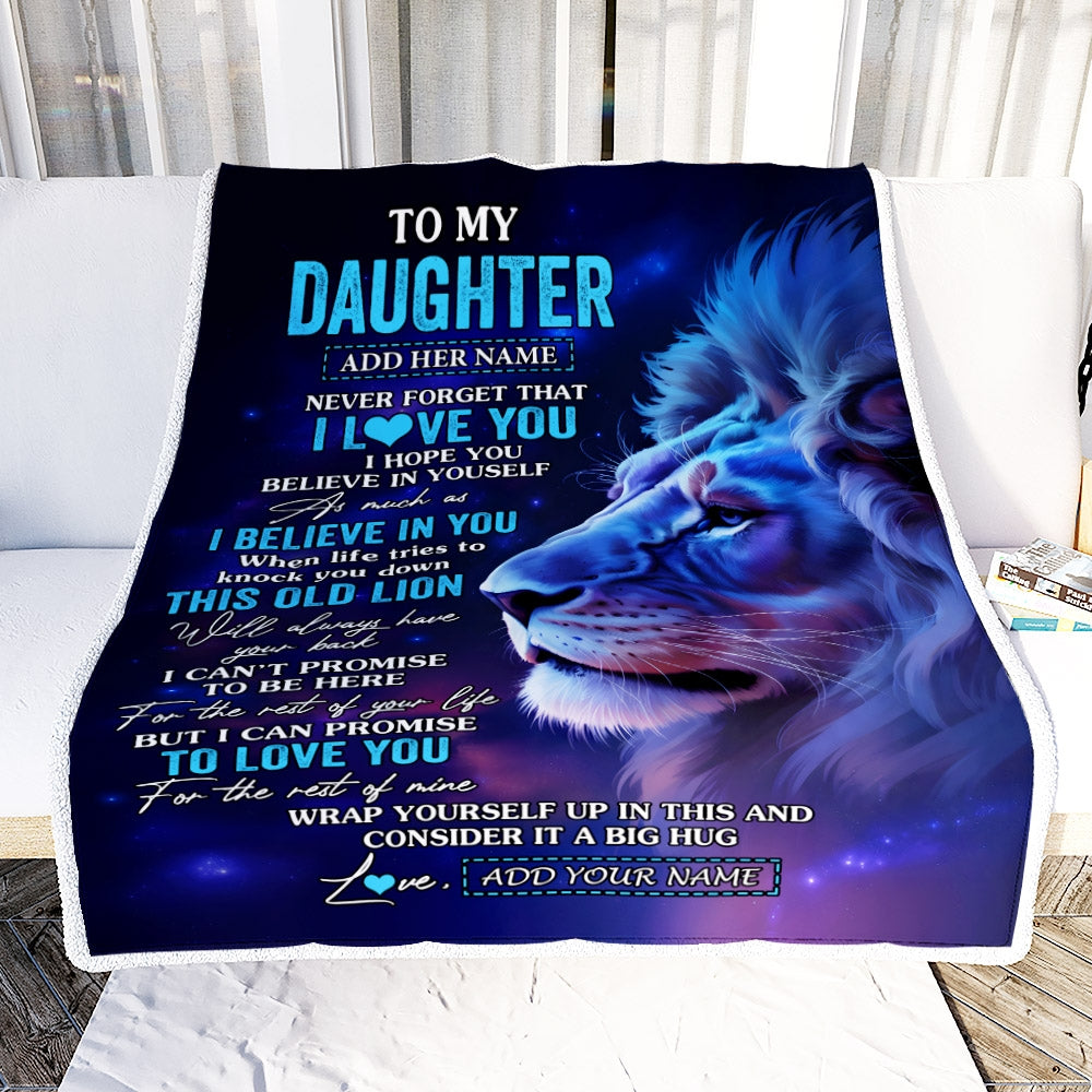 Personalized To My Daughter Gifts From Dad Mom Blanket This Old Lion Heart Gifts For Daughter Birthday Present Graduation Christmas Custom Fleece Blanket | teecentury