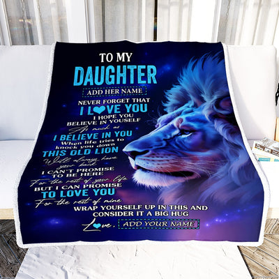 Personalized To My Daughter Gifts From Dad Mom Blanket This Old Lion Heart Gifts For Daughter Birthday Present Graduation Christmas Custom Fleece Blanket | teecentury