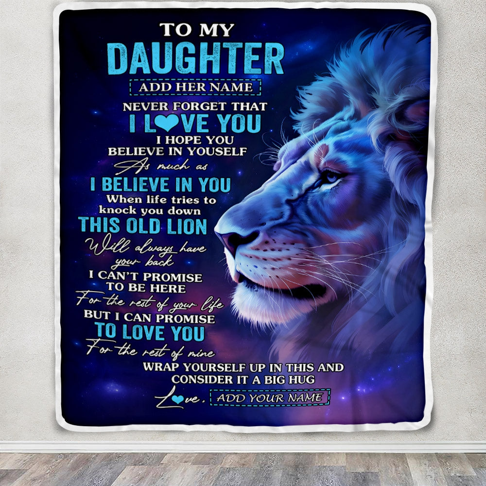 Personalized To My Daughter Gifts From Dad Mom Blanket This Old Lion Heart Gifts For Daughter Birthday Present Graduation Christmas Custom Fleece Blanket | teecentury