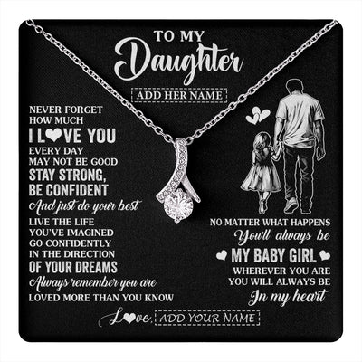 Alluring Beauty Necklace 14K White Gold Finish | 1 | Personalized To My Daughter Gifts From Dad Necklace Never Forget How Much I Love You Daughter Birthday Graduation Christmas Custom Gift Box Message Card | https://teecentury.