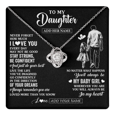Love Knot Necklace 14K White Gold Finish | 1 | Personalized To My Daughter Gifts From Dad Necklace Never Forget How Much I Love You Daughter Birthday Graduation Christmas Custom Gift Box Message Card | https://teecentury.
