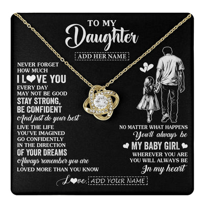 Love Knot Necklace 18K Yellow Gold Finish | 1 | Personalized To My Daughter Gifts From Dad Necklace Never Forget How Much I Love You Daughter Birthday Graduation Christmas Custom Gift Box Message Card | https://teecentury.