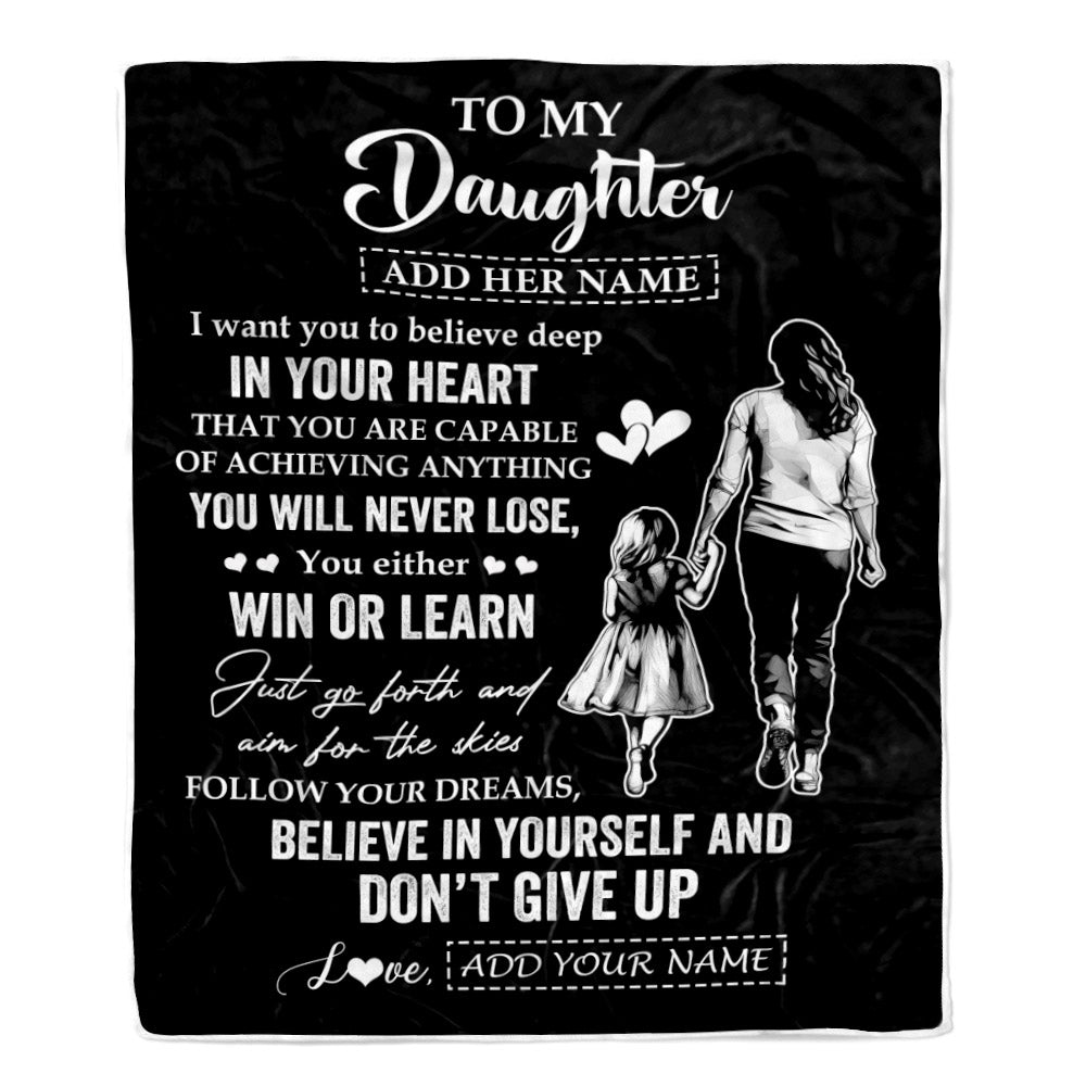 Personalized To My Daughter Gifts From Mom Blanket Don't Give Up Mom Gifts For Daughter Birthday Graduation Christmas Customized Fleece Throw Blanket | teecentury