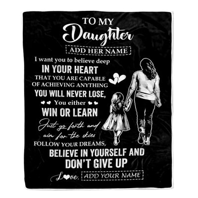Personalized To My Daughter Gifts From Mom Blanket Don't Give Up Mom Gifts For Daughter Birthday Graduation Christmas Customized Fleece Throw Blanket | teecentury