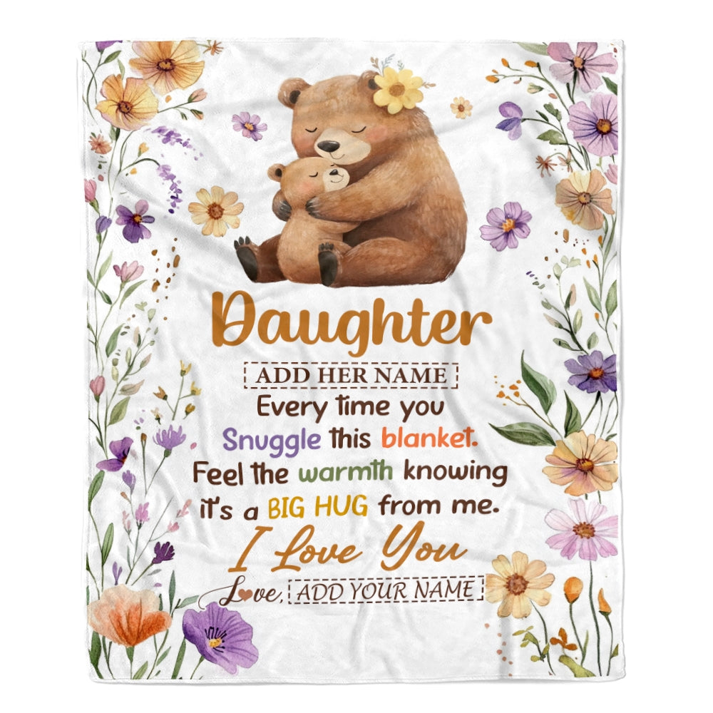 Personalized To My Daughter Gifts From Mom Dad Blanket Bear Big Hug Birthday Present Gift Idea For Daughter Christmas Graduation Christmas Fleece Blanket Shirt & Hoodie | teecentury