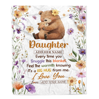 Personalized To My Daughter Gifts From Mom Dad Blanket Bear Big Hug Birthday Present Gift Idea For Daughter Christmas Graduation Christmas Fleece Blanket Shirt & Hoodie | teecentury