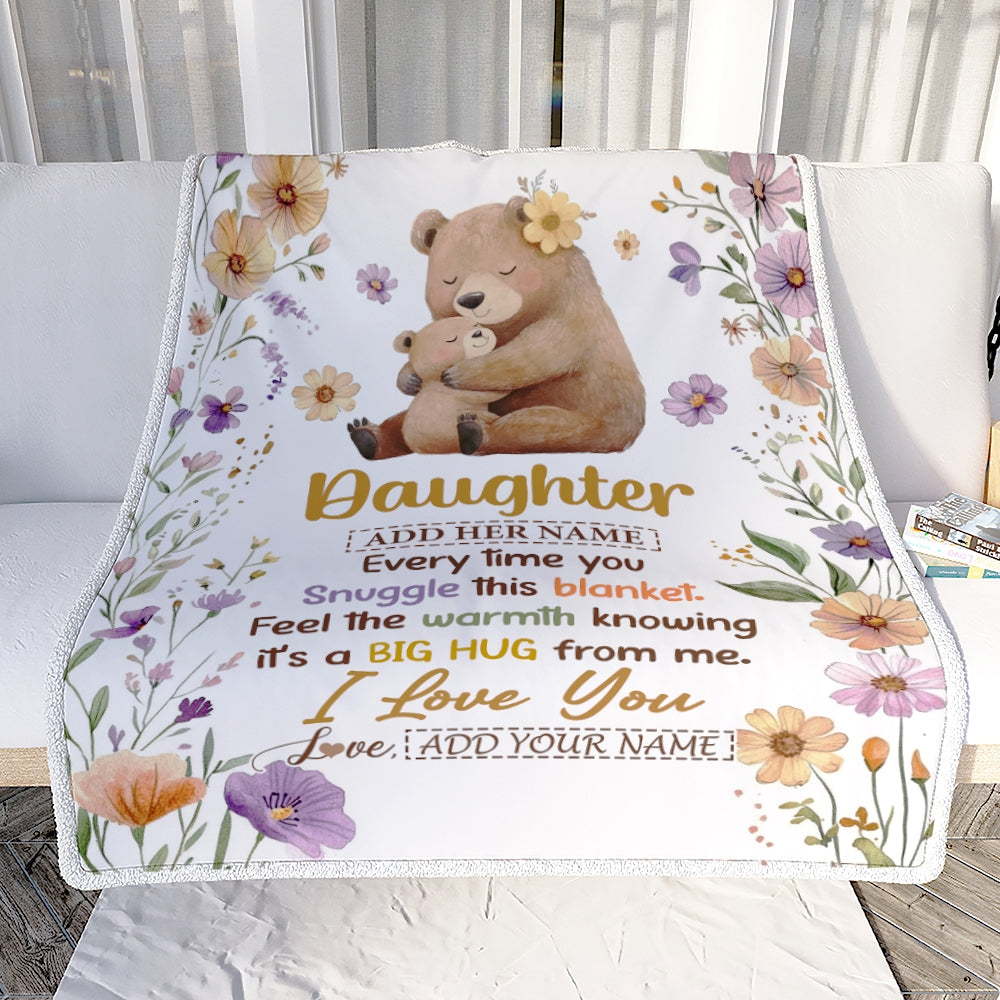Personalized To My Daughter Gifts From Mom Dad Blanket Bear Big Hug Birthday Present Gift Idea For Daughter Christmas Graduation Christmas Fleece Blanket Shirt & Hoodie | teecentury