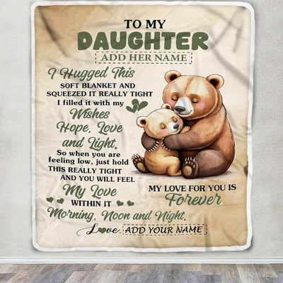 Personalized To My Daughter Gifts From Mom Dad Blanket Bear Letter I Hugged This Gifts For Daughter Birthday Graduation Christmas Custom Fleece Blanket | teecentury