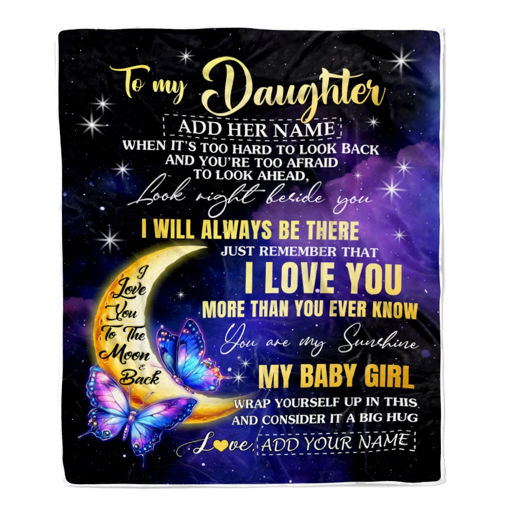 Personalized To My Daughter Gifts From Mom Dad Blanket Butterfly I Love You Valentines Gifts For Daughter Birthday Christmas Graduation Custom Fleece Blanket | teecentury