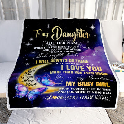 Personalized To My Daughter Gifts From Mom Dad Blanket Butterfly I Love You Valentines Gifts For Daughter Birthday Christmas Graduation Custom Fleece Blanket | teecentury