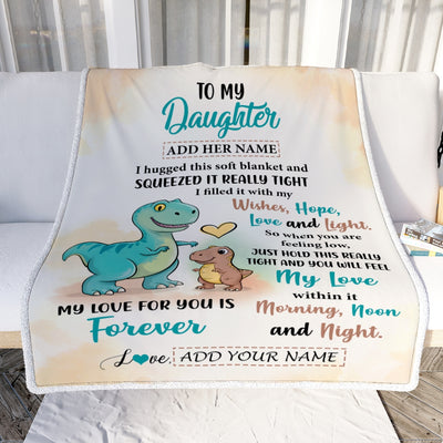 Personalized To My Daughter Gifts From Mom Dad Blanket Dinosaur Letter I Hugged This Gifts For Daughter Birthday Graduation Christmas Custom Fleece Blanket | teecentury