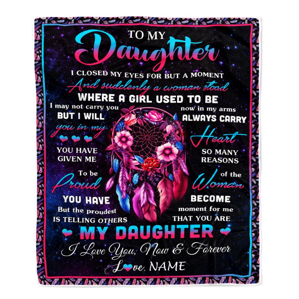 Personalized To My Daughter Gifts From Mom Dad Blanket Dream Catcher Birthday Gifts For Daughter Graduation Valentines Day Christmas Customized Fleece Blanket | teecentury