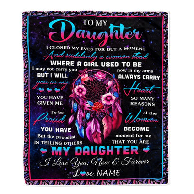 Personalized To My Daughter Gifts From Mom Dad Blanket Dream Catcher Birthday Gifts For Daughter Graduation Valentines Day Christmas Customized Fleece Blanket | teecentury