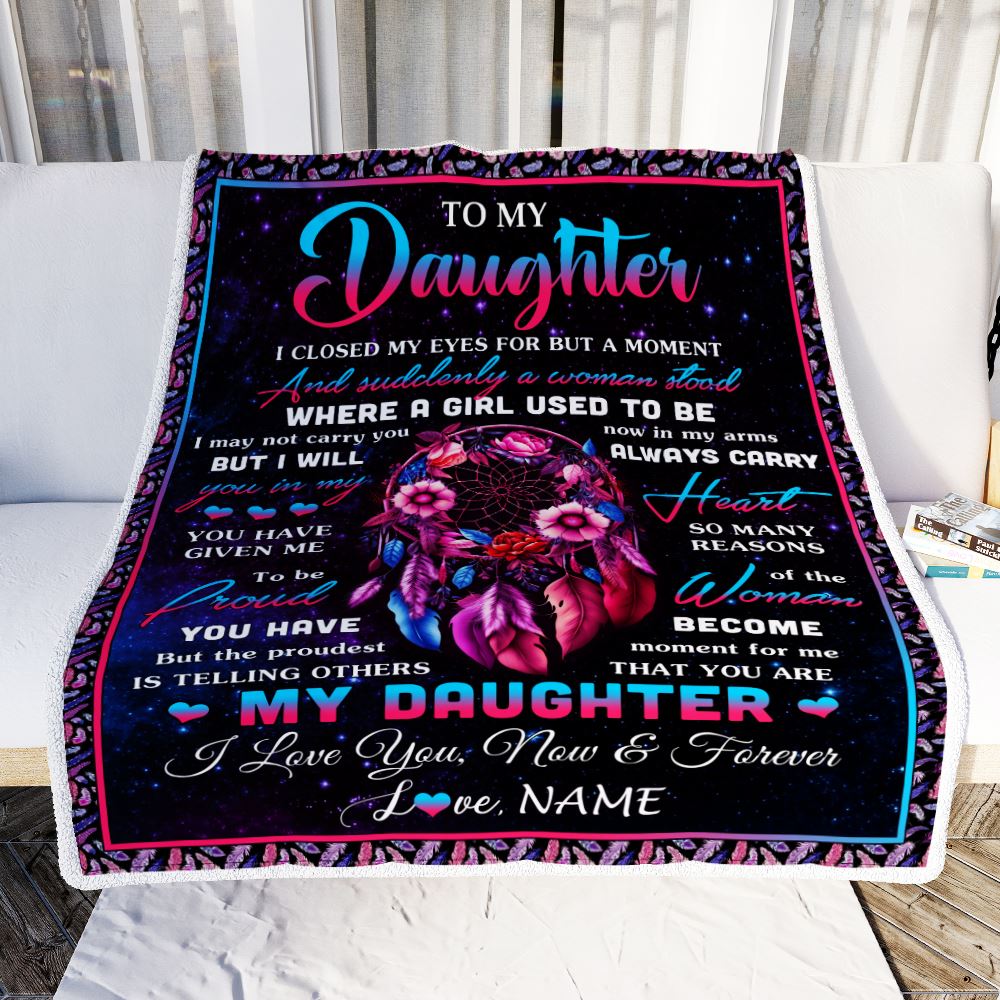 Personalized To My Daughter Gifts From Mom Dad Blanket Dream Catcher Birthday Gifts For Daughter Graduation Valentines Day Christmas Customized Fleece Blanket | teecentury
