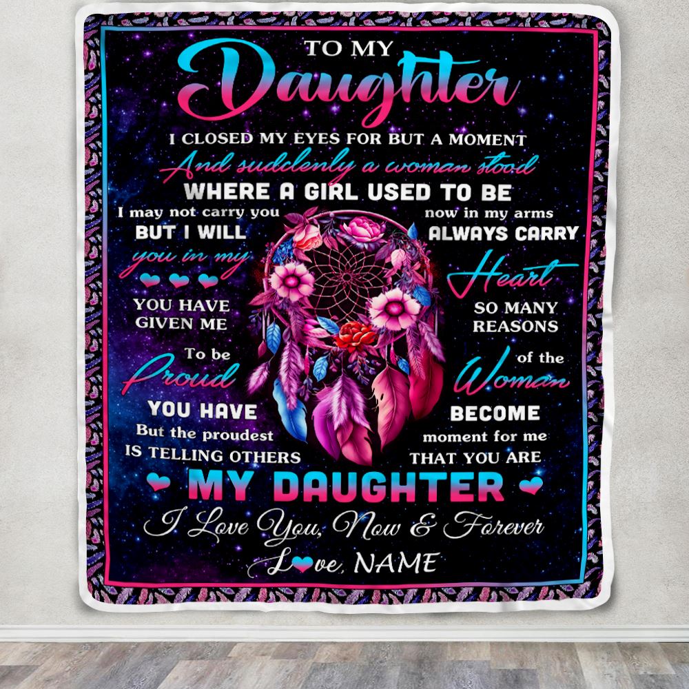 Personalized To My Daughter Gifts From Mom Dad Blanket Dream Catcher Birthday Gifts For Daughter Graduation Valentines Day Christmas Customized Fleece Blanket | teecentury