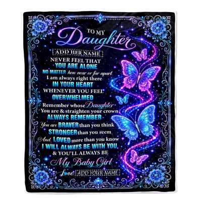Personalized To My Daughter Gifts From Mom Dad Blanket Galaxy Butterfly Always Remember Custom Gift For Daughter Birthday Graduation Christmas Fleece Blanket | teecentury