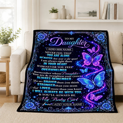 Personalized To My Daughter Gifts From Mom Dad Blanket Galaxy Butterfly Always Remember Custom Gift For Daughter Birthday Graduation Christmas Fleece Blanket | teecentury