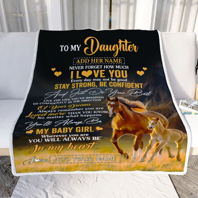 Personalized To My Daughter Gifts From Mom Dad Blanket Horse Never Forget How Much I Love You Daughter Birthday Graduation Christmas Customized Fleece Blanket | teecentury