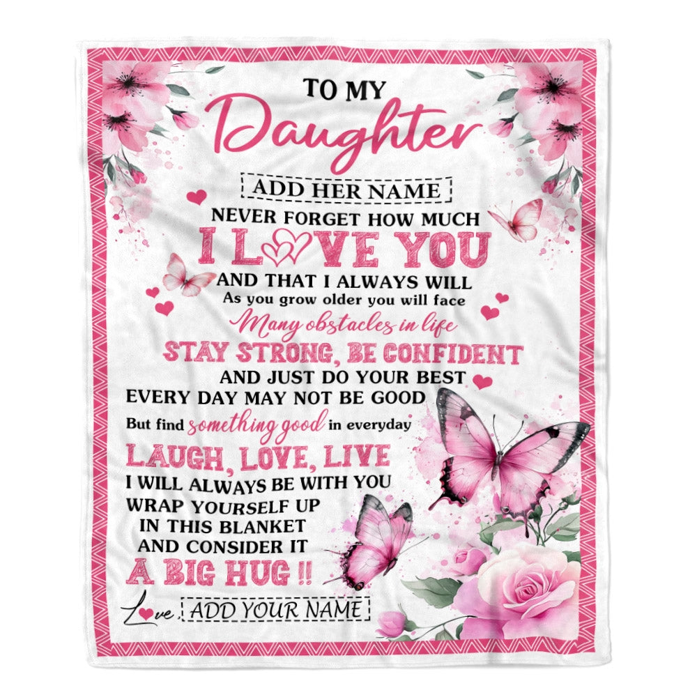 Personalized To My Daughter Gifts From Mom Dad Blanket I Love You Butterfly Birthday Gifts For Daughter Graduation Christmas Custom Fleece Throw Blanket | teecentury