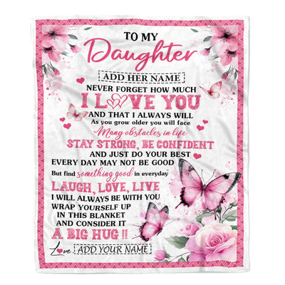 Personalized To My Daughter Gifts From Mom Dad Blanket I Love You Butterfly Birthday Gifts For Daughter Graduation Christmas Custom Fleece Throw Blanket | teecentury