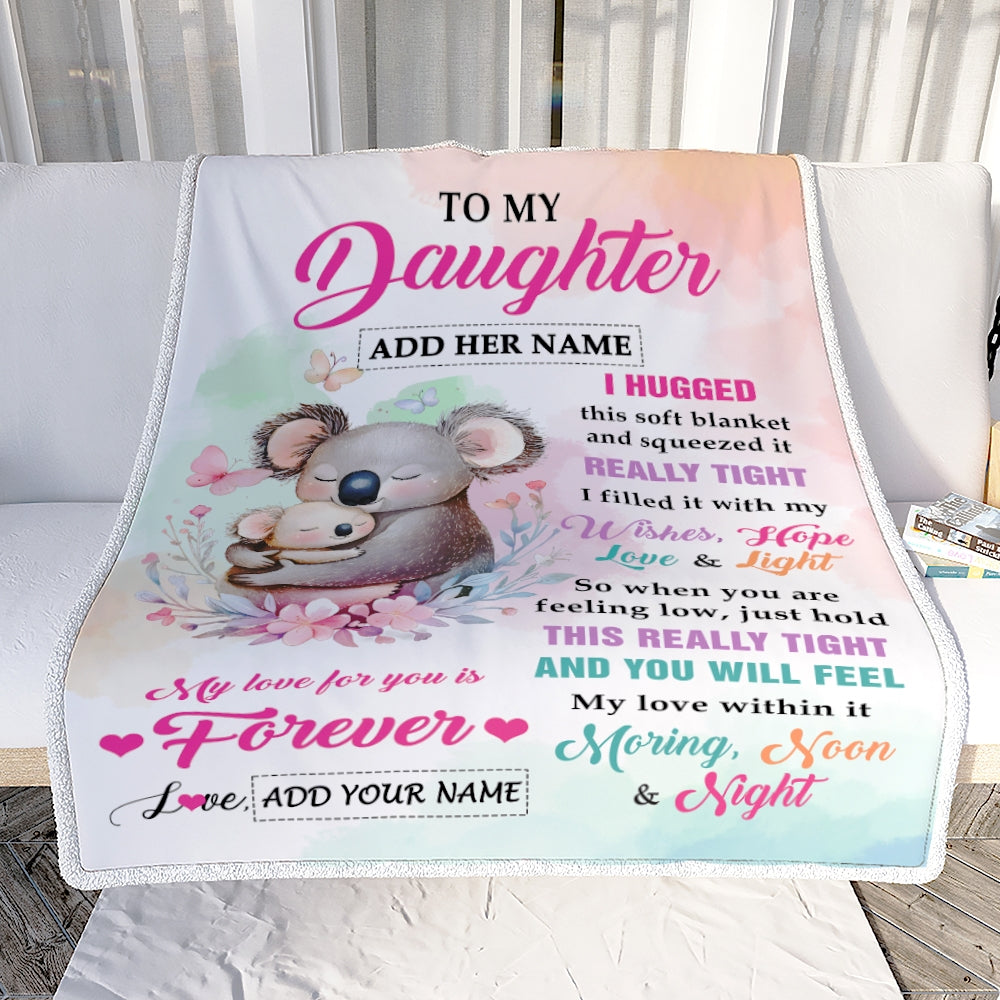 Personalized To My Daughter Gifts From Mom Dad Blanket Koala Letter I Hugged This Gifts For Daughter Birthday Graduation Christmas Customized Fleece Blanket | teecentury