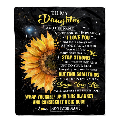 Personalized To My Daughter Gifts From Mom Dad Blanket Never Forget I Love You Sunflower Daughter Birthday Presents Graduation Gifts Christmas Fleece Blanket | teecentury