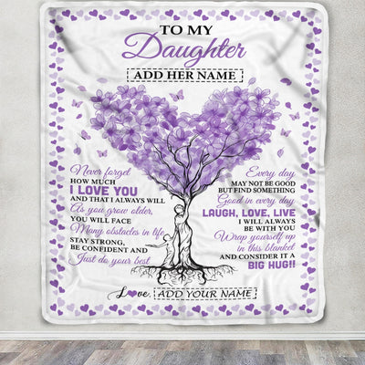 Personalized To My Daughter Gifts From Mom Dad Blanket Purple Heart Tree I Love You Custom Birthday Gifts For Daughter Graduation Christmas Fleece Blanket | teecentury