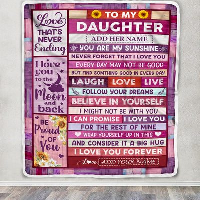Personalized To My Daughter Gifts From Mom Dad Blanket Wood My Sunshine Birthday Gifts For Daughter Mothers Day Graduation Christmas Custom Fleece Blanket | teecentury