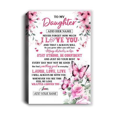 Personalized To My Daughter Gifts From Mom Dad Canvas I Love You Butterfly Birthday Gifts For Daughter Graduation Christmas Custom Wall Art Framed Canvas | teecentury