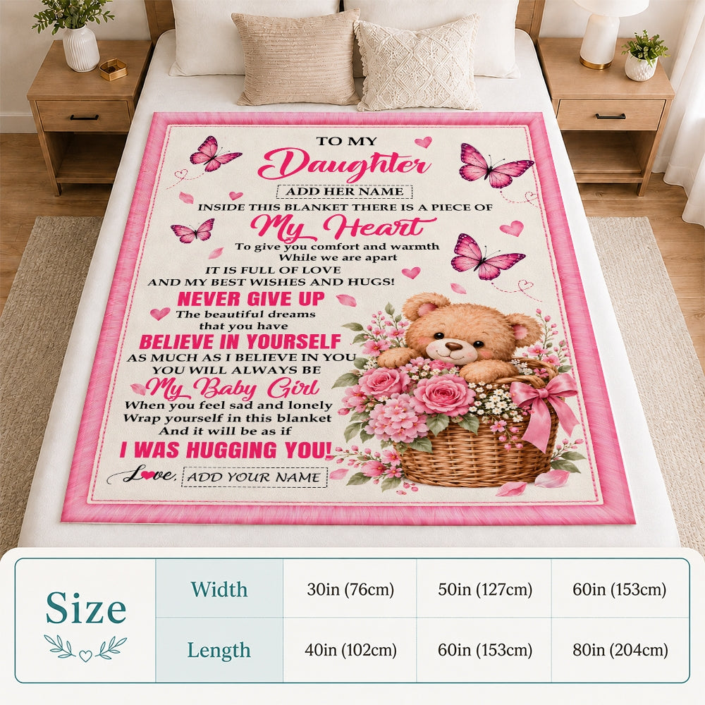 Personalized To My Daughter Gifts From Mom Dad Inside This Blanket Butterfly Bear Birthday Gift For Daughter Graduation Christmas Custom Fleece Throw Blanket | teecentury