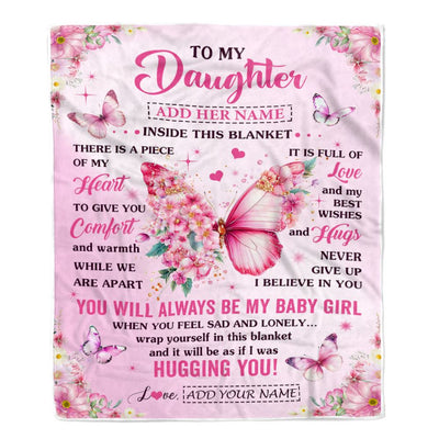 Personalized To My Daughter Gifts From Mom Dad Mother Blanket Floral Butterfly Birthday Gifts For Daughter Graduation Christmas Customized Fleece Blanket | teecentury