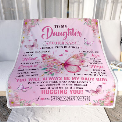Personalized To My Daughter Gifts From Mom Dad Mother Blanket Floral Butterfly Birthday Gifts For Daughter Graduation Christmas Customized Fleece Blanket | teecentury