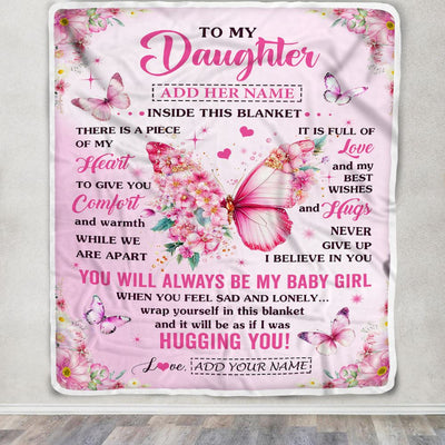 Personalized To My Daughter Gifts From Mom Dad Mother Blanket Floral Butterfly Birthday Gifts For Daughter Graduation Christmas Customized Fleece Blanket | teecentury