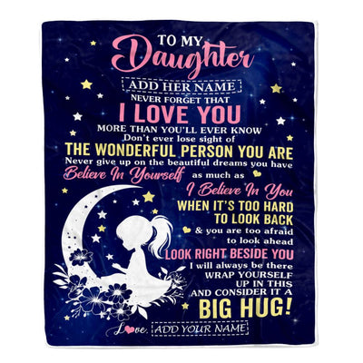 Personalized To My Daughter Gifts From Mom Dad Mother Blanket Floral Moon Birthday Gifts For Daughter Graduation Wedding Christmas Customized Fleece Blanket | teecentury