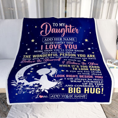 Personalized To My Daughter Gifts From Mom Dad Mother Blanket Floral Moon Birthday Gifts For Daughter Graduation Wedding Christmas Customized Fleece Blanket | teecentury