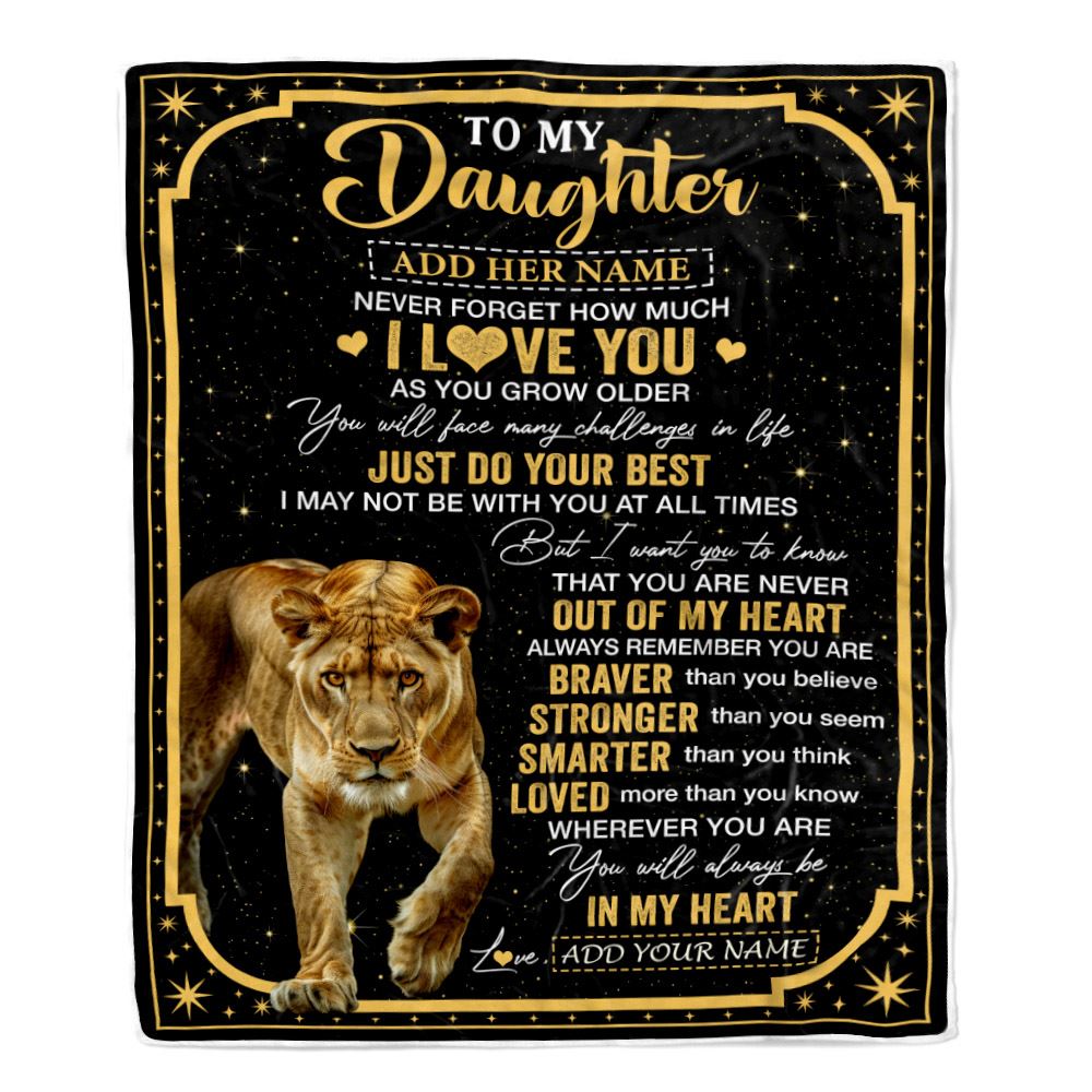 Personalized To My Daughter Gifts From Mom Dad Mother Blanket Lion I Love You Graduation Birthday Gifts For Daughter Christmas Customized Fleece Throw Blanket | teecentury