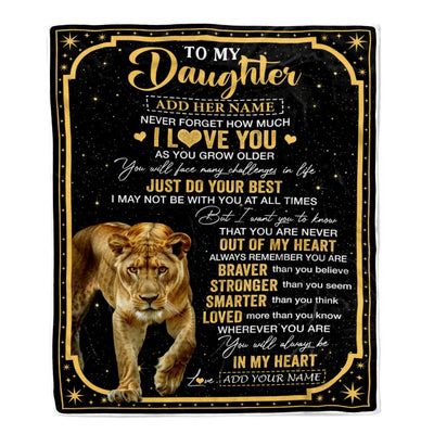 Personalized To My Daughter Gifts From Mom Dad Mother Blanket Lion I Love You Graduation Birthday Gifts For Daughter Christmas Customized Fleece Throw Blanket | teecentury