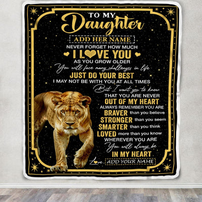 Personalized To My Daughter Gifts From Mom Dad Mother Blanket Lion I Love You Graduation Birthday Gifts For Daughter Christmas Customized Fleece Throw Blanket | teecentury
