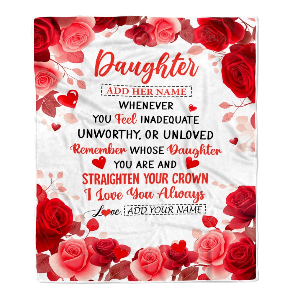 Personalized To My Daughter Gifts From Mom Dad Mother Blanket Rose Flower Anniversary Birthday Gifts Daughter Graduation Christmas Custom Fleece Blanket | teecentury