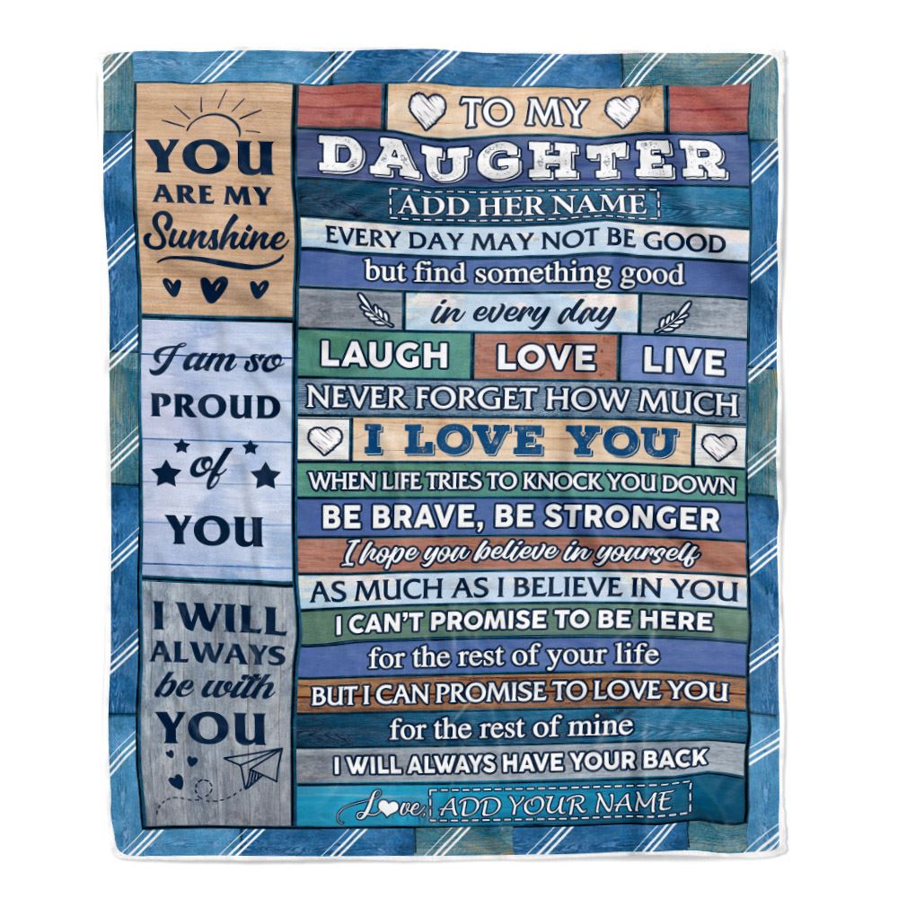Personalized To My Daughter Gifts From Mom Dad Mother Blanket Wood I Love You Birthday Graduation Gifts For Daughter Christmas Customized Fleece Blanket | teecentury