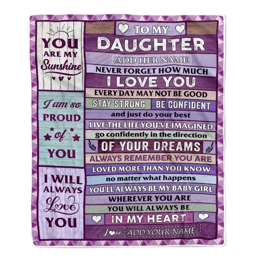 Personalized To My Daughter Gifts From Mom Dad Mother Blanket Wood Purple Gifts Grown Daughter Birthday Gifts Graduation Christmas Customized Fleece Blanket | teecentury