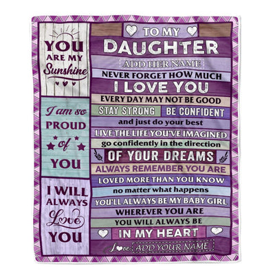 Personalized To My Daughter Gifts From Mom Dad Mother Blanket Wood Purple Gifts Grown Daughter Birthday Gifts Graduation Christmas Customized Fleece Blanket | teecentury